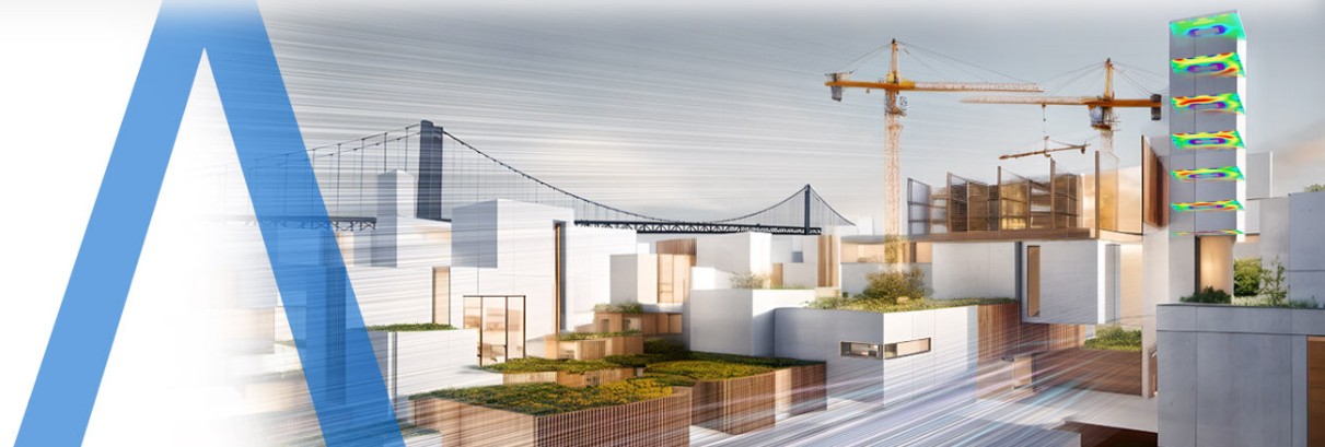 IMMAGINE A FILO PAGINA — render architettonico Allplan, taglio verticale, edificio in costruzione con modello BIM sovrapposto